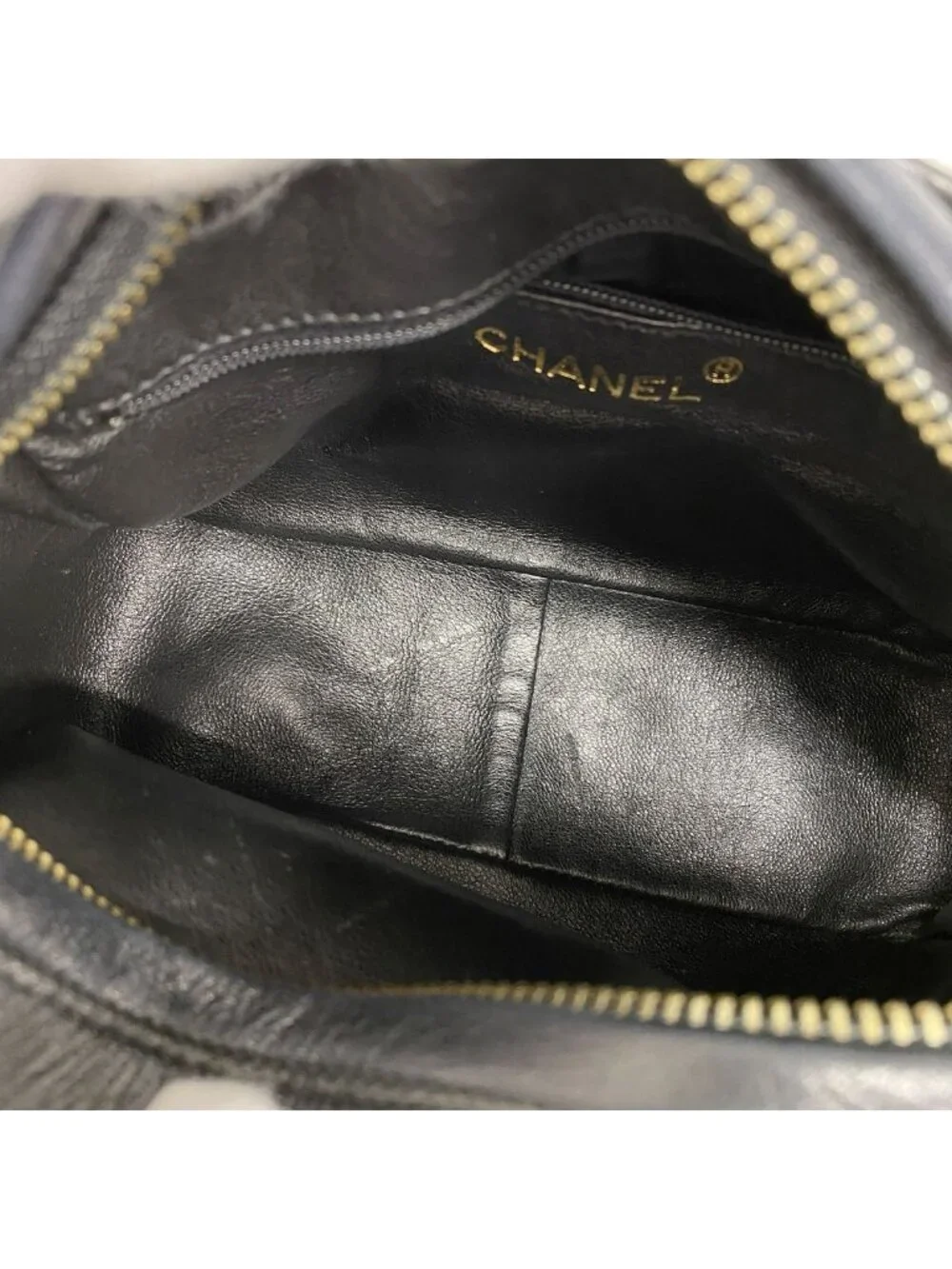 Chanel Shoulder Bag Quilted Lambskin Black Gold